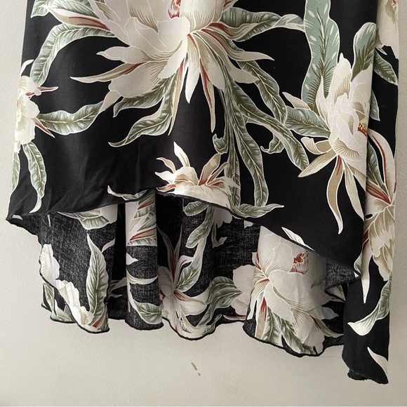 Hawaiian floral Asymmetrical halter top dress roughed back adjustable neck tie - Picture 6 of 10